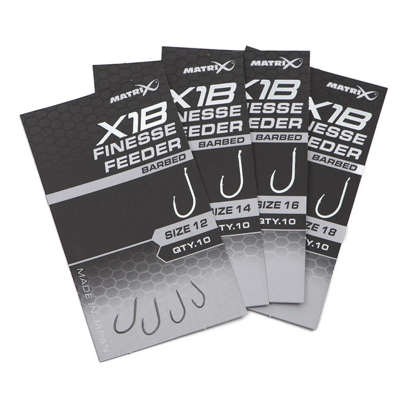 Matrix X1B Finesse Feeder Barbed Spade End Hooks